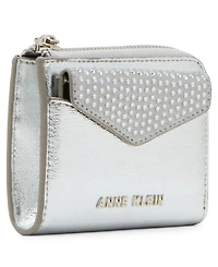 Anne Klein 2 Piece Envelope Flap Curved Wallet with Rhinestones