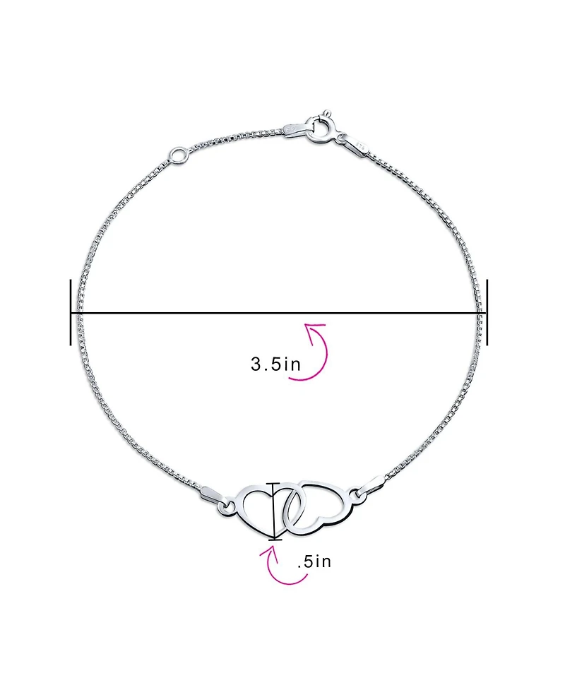 Bling Jewelry Open Interlocking Hearts Anklet Ankle Bracelet Sterling Silver Adjustable 9 To 10 Inch With Extender
