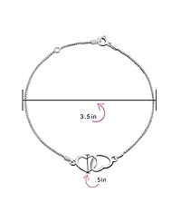Bling Jewelry Open Interlocking Hearts Anklet Ankle Bracelet Sterling Silver Adjustable 9 To 10 Inch With Extender