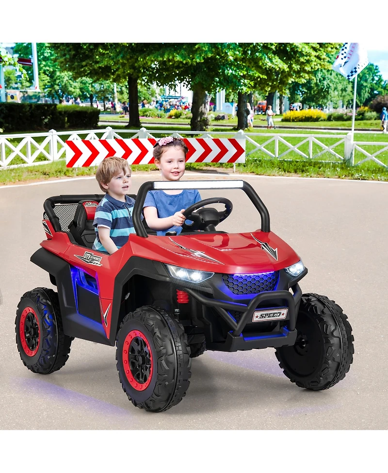 12V 2-Seater Kids Ride On Utv Rc Electric Vehicle Suspension w/ Lights & Music