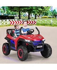 12V 2-Seater Kids Ride On Utv Rc Electric Vehicle Suspension w/ Lights & Music