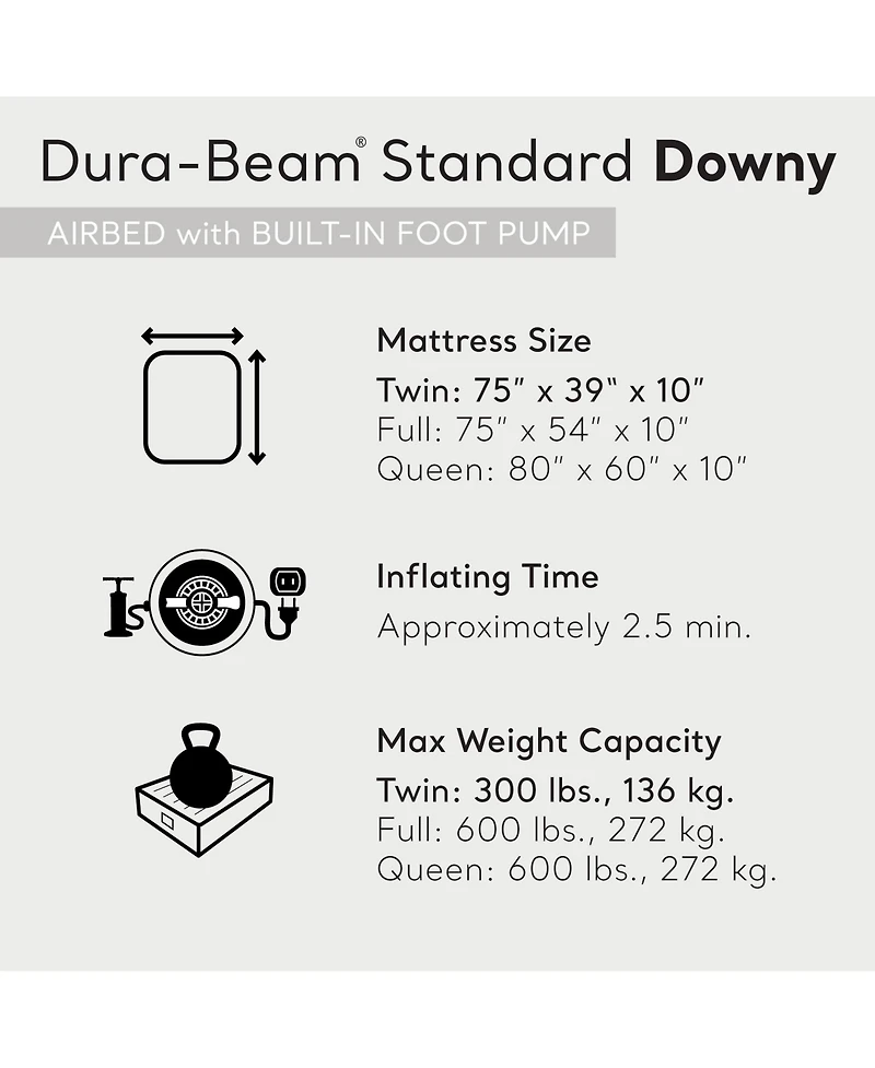 Intex Dura-Beam Standard Series Downy Airbed with Built-In Foot Pump, Twin Size
