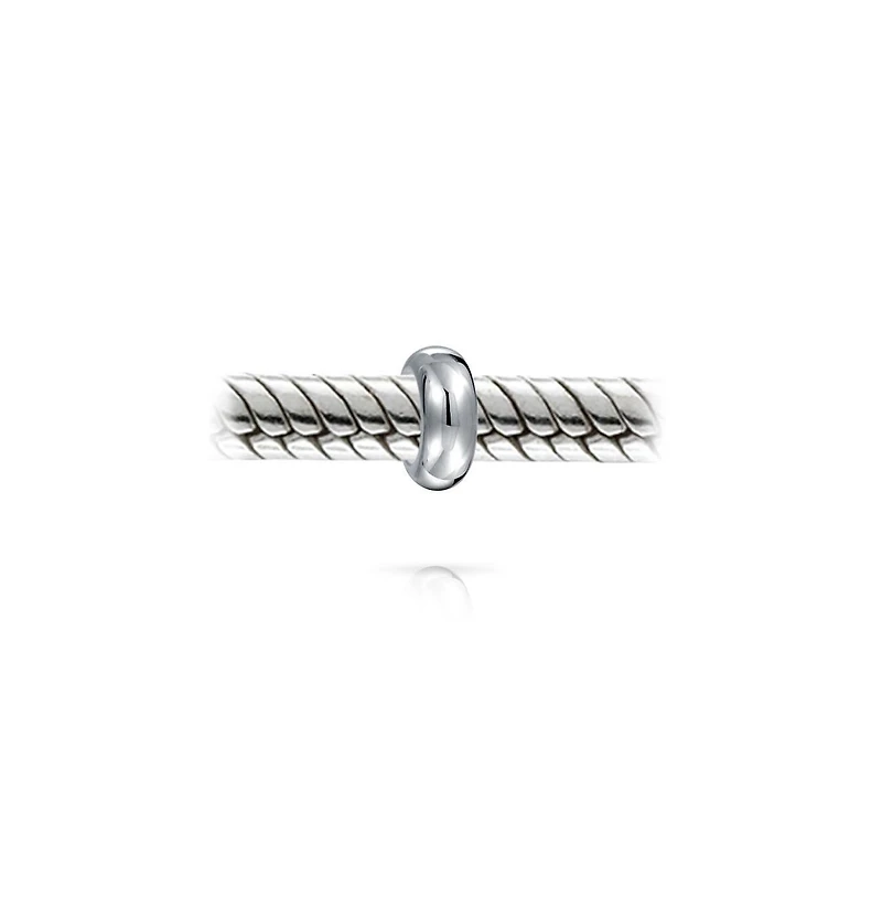 Bling Jewelry Clasp Spacer Charm Black Rubber Stopper Bead, Sterling Silver for European Bracelet