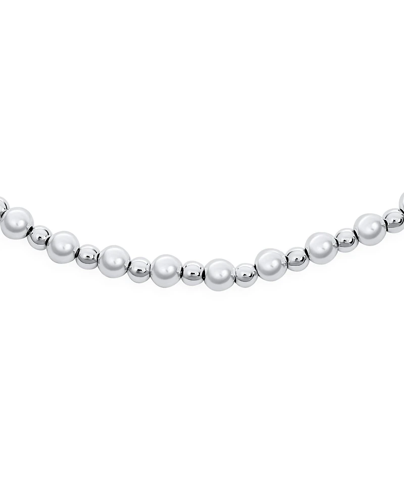 Bling Jewelry Simple Alternating .925 Sterling Silver Small 3 & 2MM Ball Beads Anklet Strand Ankle Bracelet 9-10 Inch Adjustable