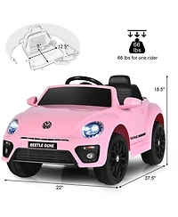 12V Kids Ride On Car Licensed Volkswagen Beetle w/ Remote Control & Music
