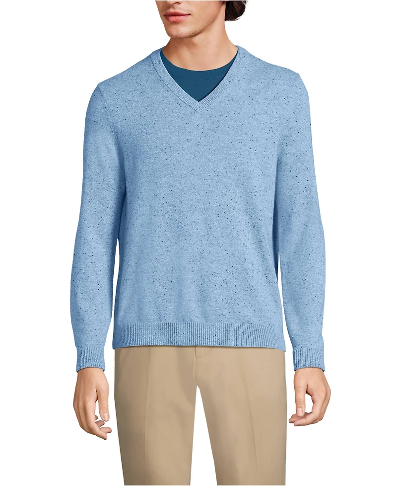 Lands' End Men's Fine Gauge Cashmere V-neck Sweater