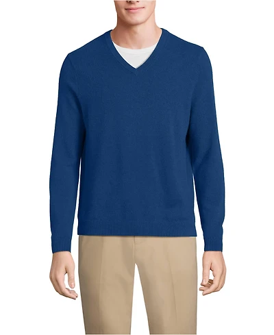 Lands' End Men's Fine Gauge Cashmere V-neck Sweater