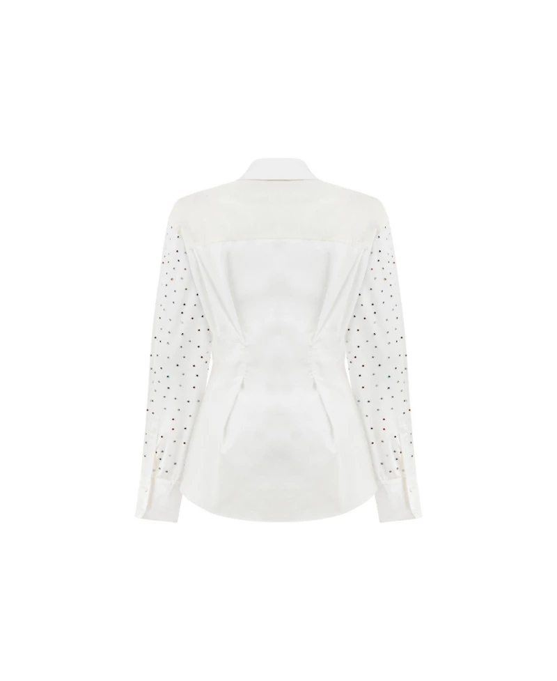 Nocturne Women's Rhinestone Embroidered Button-Up Shirt