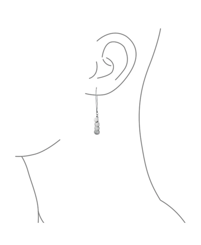 Bling Jewelry Boho Bali Style Swirling Disc Sequin Geometric Dangle Threader Earrings .925 Sterling Silver