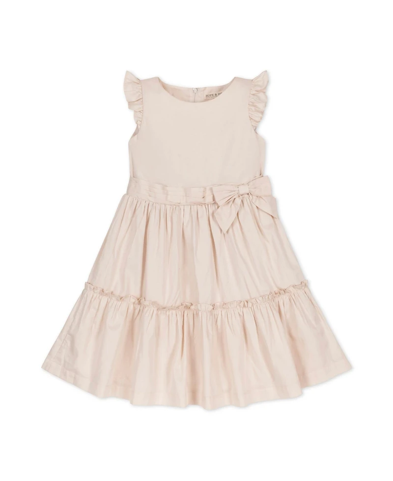 Hope & Henry Toddler Girls Flutter Sleeve Tiered Sateen Party Dress