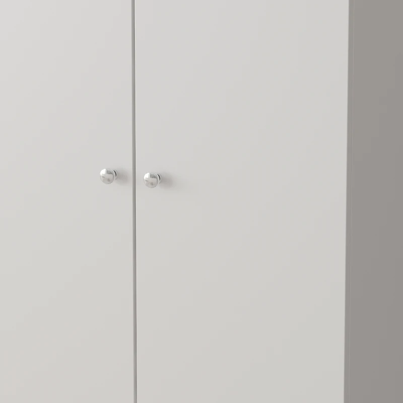 Famapy White Wood Bookcase with adjustable Shelves, 2 door