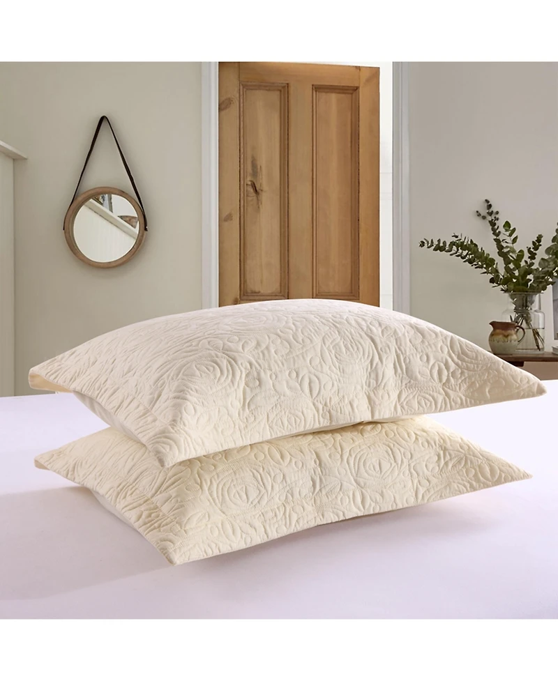 MarCielo 2 Pcs Embroidered Pillow Shams-King
