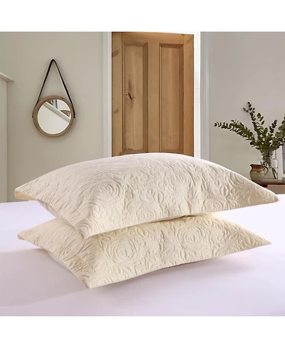 MarCielo 2 Pcs Embroidered Pillow Shams-King