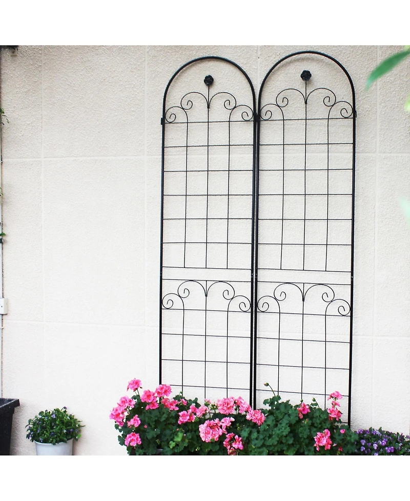 Slickblue 4-Pack Metal Garden Trellis for Climbing Plants – 86.7'' x 19.7'', Rustproof Black Plant Support, Rose Trellis Netting