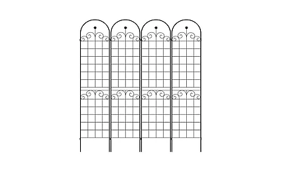 Slickblue 4-Pack Metal Garden Trellis for Climbing Plants – 86.7'' x 19.7'', Rustproof Black Plant Support, Rose Trellis Netting