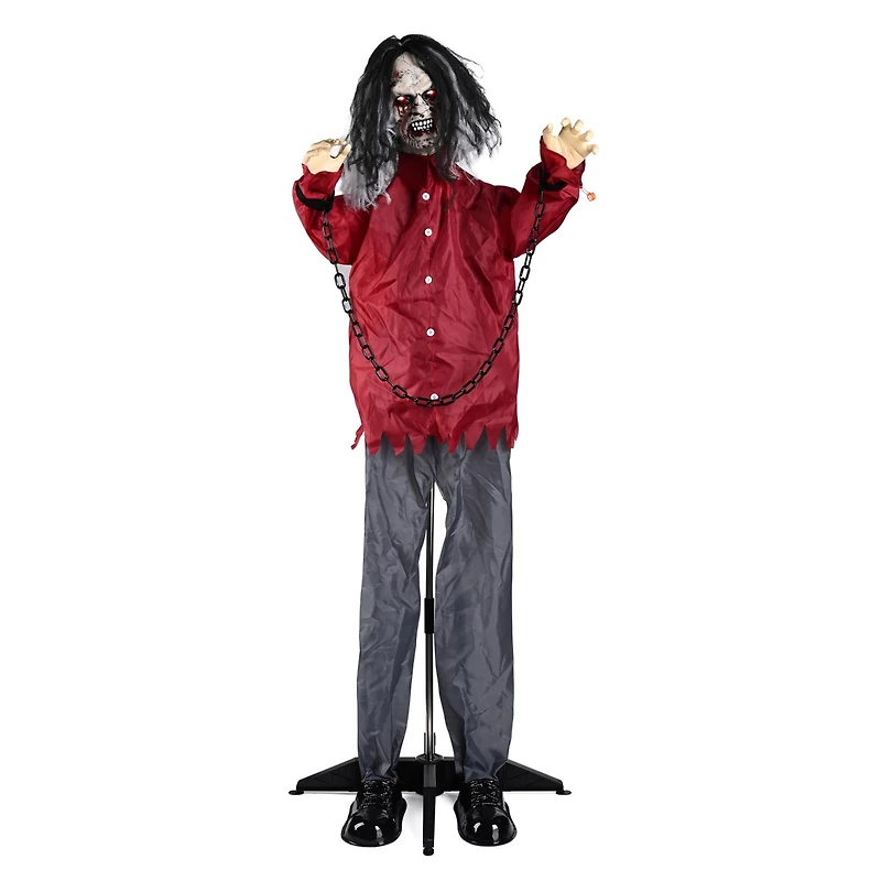 Yescom Animated Halloween Zombie Decoration 5.5Ft Life Size with Motion/Sound Activated Glowing Eyes 2024