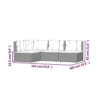 vidaXL 4 Piece Patio Lounge Set with Cushions Gray Poly Rattan