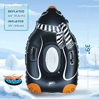 Winter Single Rider Snow Tube, 44" Inflatable Animal Sled, Outdoor Toys with Two Handle