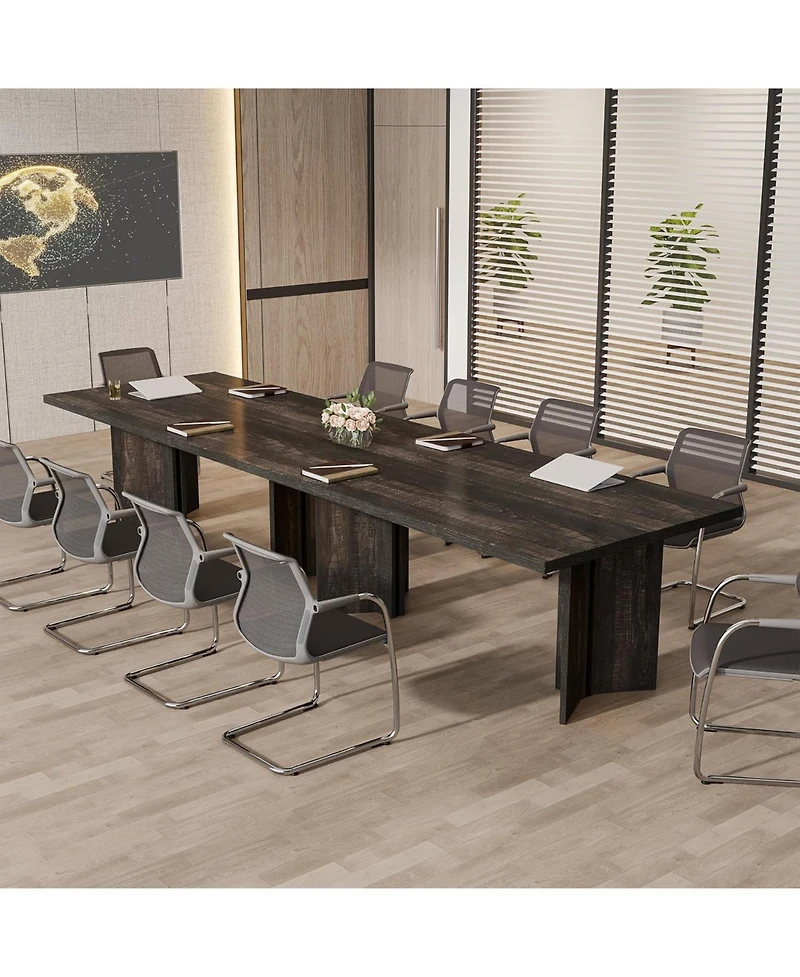 Tribesigns 5.5FT Conference Table, 63-inch Rectangle Meeting Seminar Large Wooden Business Tables for 4-6 People, Heavy Duty Pedestal