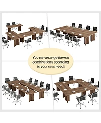 Tribesigns 5.5FT Conference Table, 63-inch Rectangle Meeting Seminar Large Wooden Business Tables for 4-6 People, Heavy Duty Pedestal