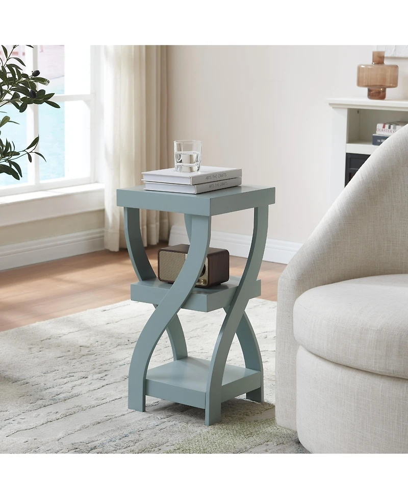 Kings Brand Furniture 3 Tier End Table - Square for Bedroom with Shelves Bedside Nightstand