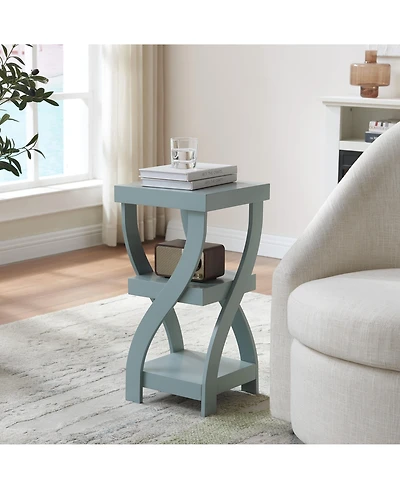 Kings Brand Furniture 3 Tier End Table - Square for Bedroom with Shelves Bedside Nightstand