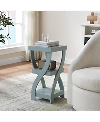 Kings Brand Furniture 3 Tier End Table - Square for Bedroom with Shelves Bedside Nightstand