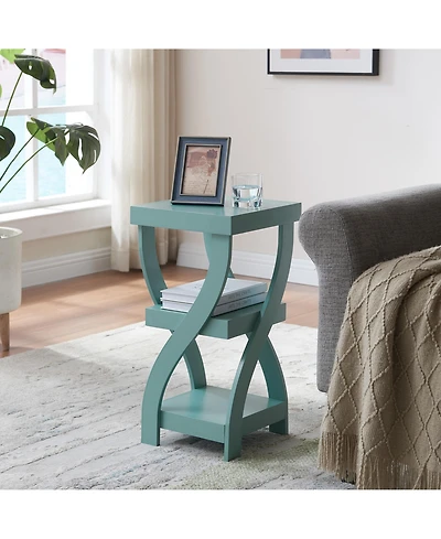 Kings Brand Furniture 3 Tier End Table - Square for Bedroom with Shelves Bedside Nightstand
