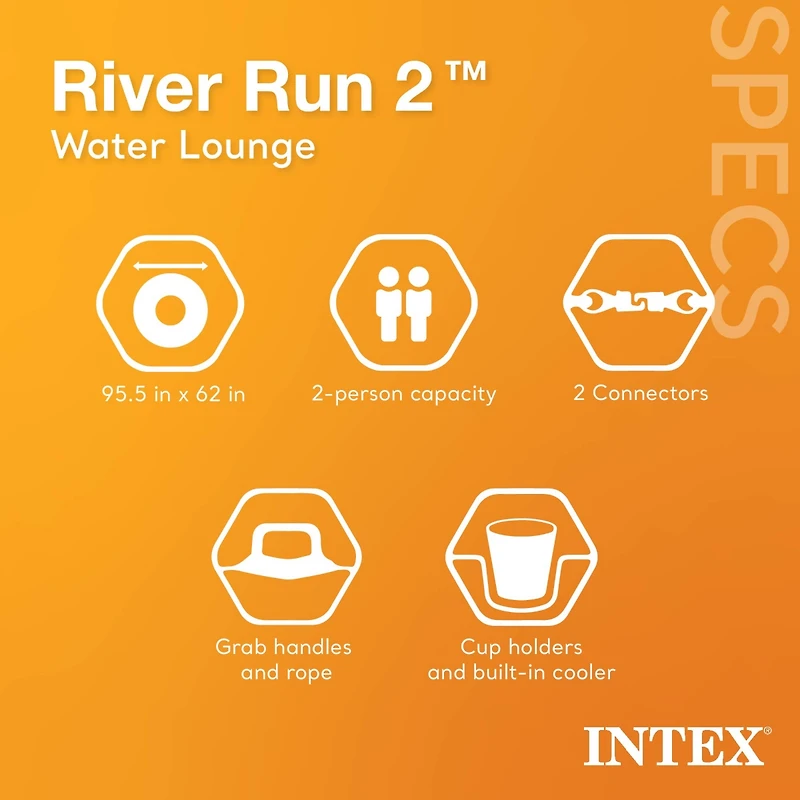 Intex River Run Inflatable Double Rider Tube & 2 River Run Single Water Floats