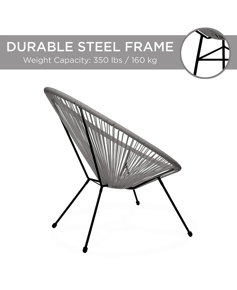 Best Choice Products 3-Piece All-Weather Patio Acapulco Bistro Furniture Set w/ Rope, Glass Top Table