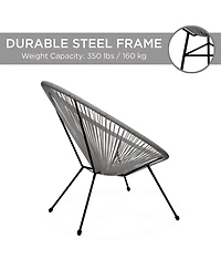 Best Choice Products 3-Piece All-Weather Patio Acapulco Bistro Furniture Set w/ Rope, Glass Top Table