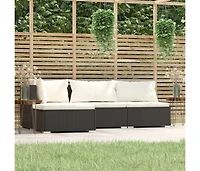 vidaXL 4 Piece Patio Lounge Set with Cushions Black Poly Rattan