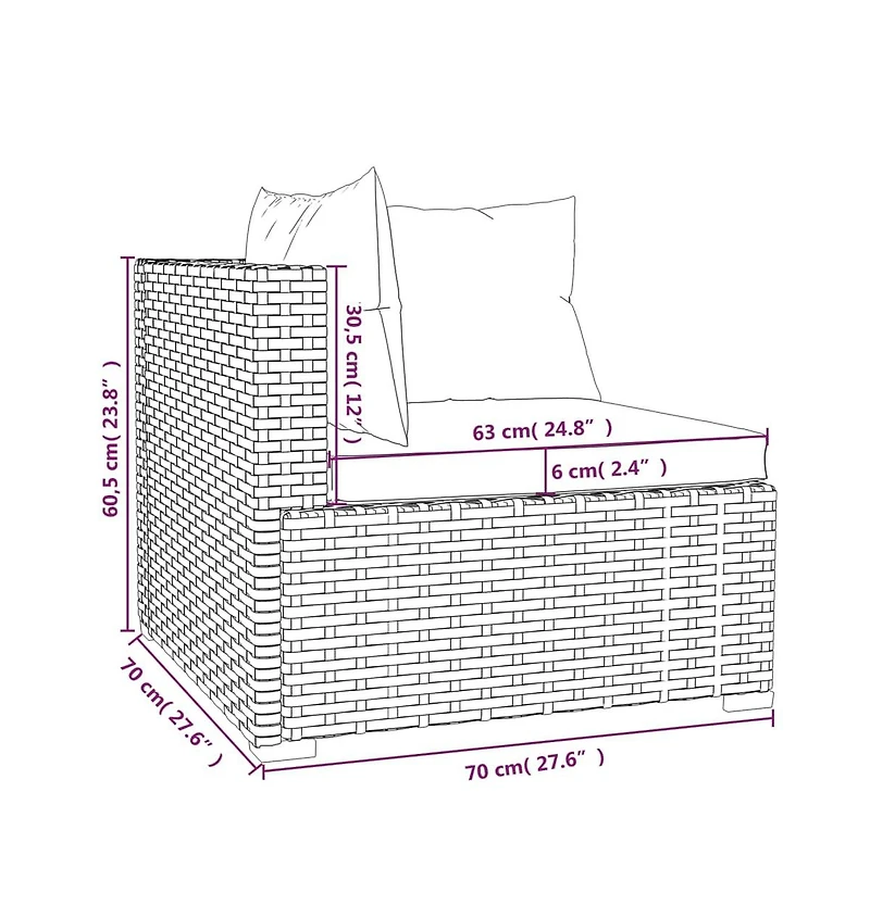 vidaXL 4 Piece Patio Lounge Set with Cushions Black Poly Rattan