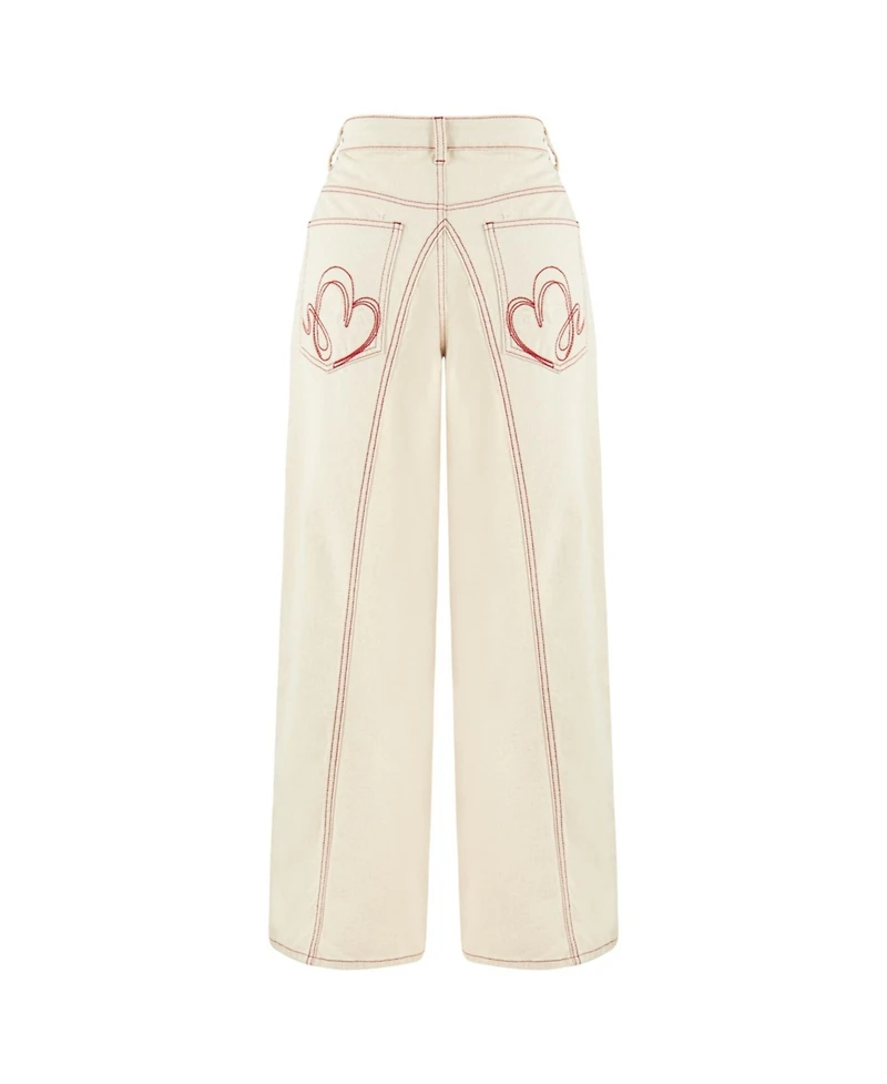 Nocturne Women's Jeans with Contrast Color Embroidery