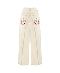 Nocturne Women's Jeans with Contrast Color Embroidery