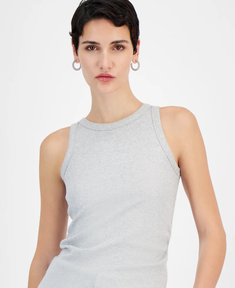 Boss Orange Women's Metallic Ribbed Round-Neck Tank Top