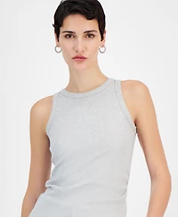 Boss Orange Women's Metallic Ribbed Round-Neck Tank Top