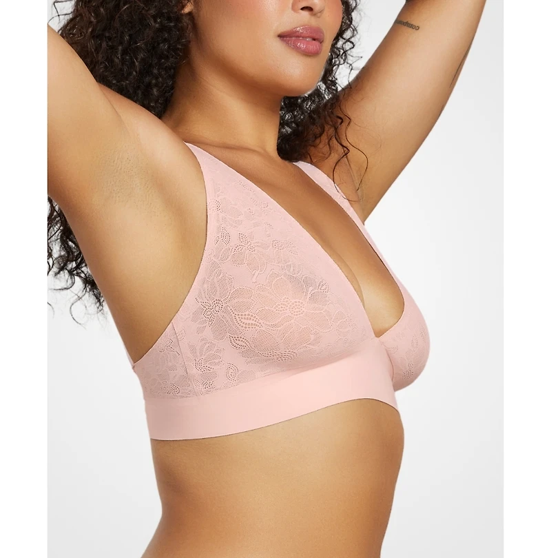Siella Women's Soft Lace Plunge Non-padded Bra