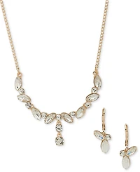 Anne Klein Gold-Tone Mixed Crystal Lariat Necklace & Drop Earrings Set