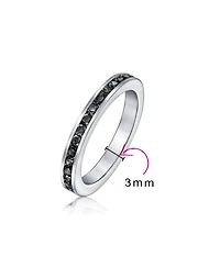 Bling Jewelry Cubic Zirconia Thin Stackable Cz Channel Set Eternity Band Ring .925 Sterling Silver 3MM