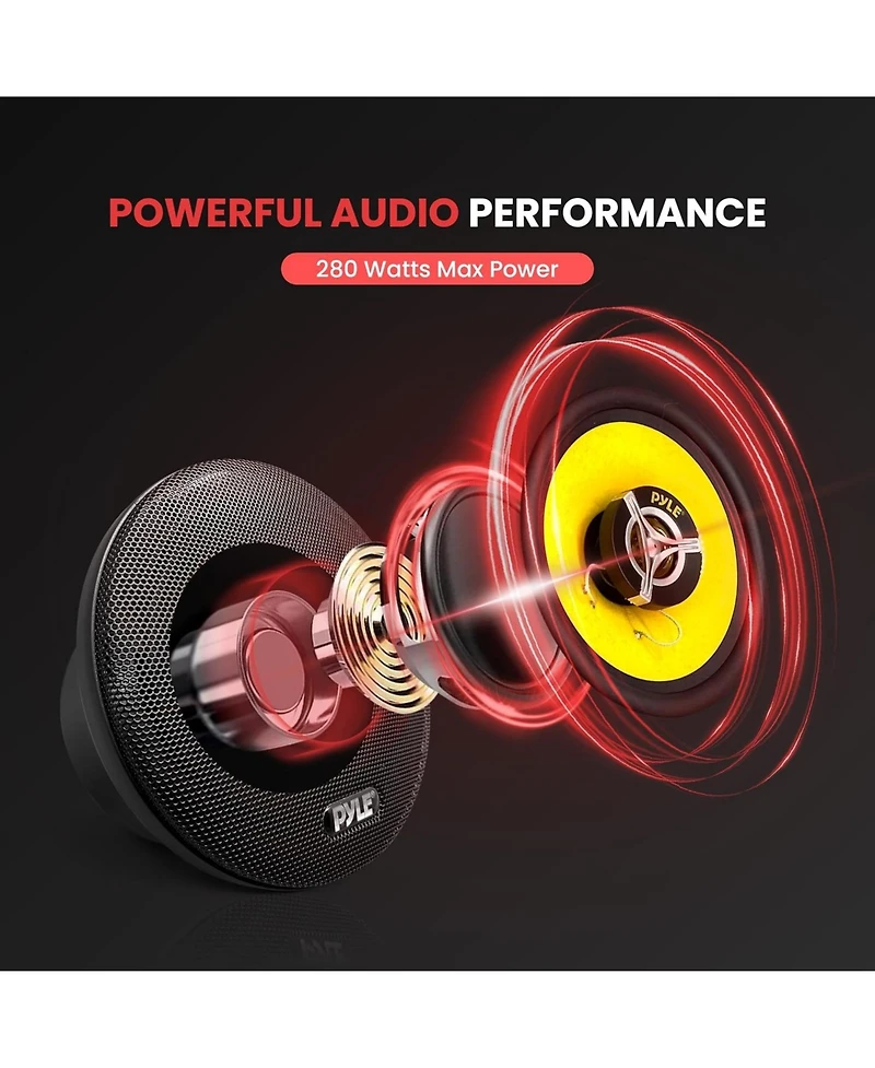 Pyle 6.5" Three-Way Car Speakers, 280 Watt