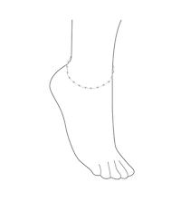 Bling Jewelry Delicate Sturdy Petite 3MM Round Ball Bead Station Chain Anklet Hot Wife Ankle Bracelet .925 Sterling Silver Made In Italy