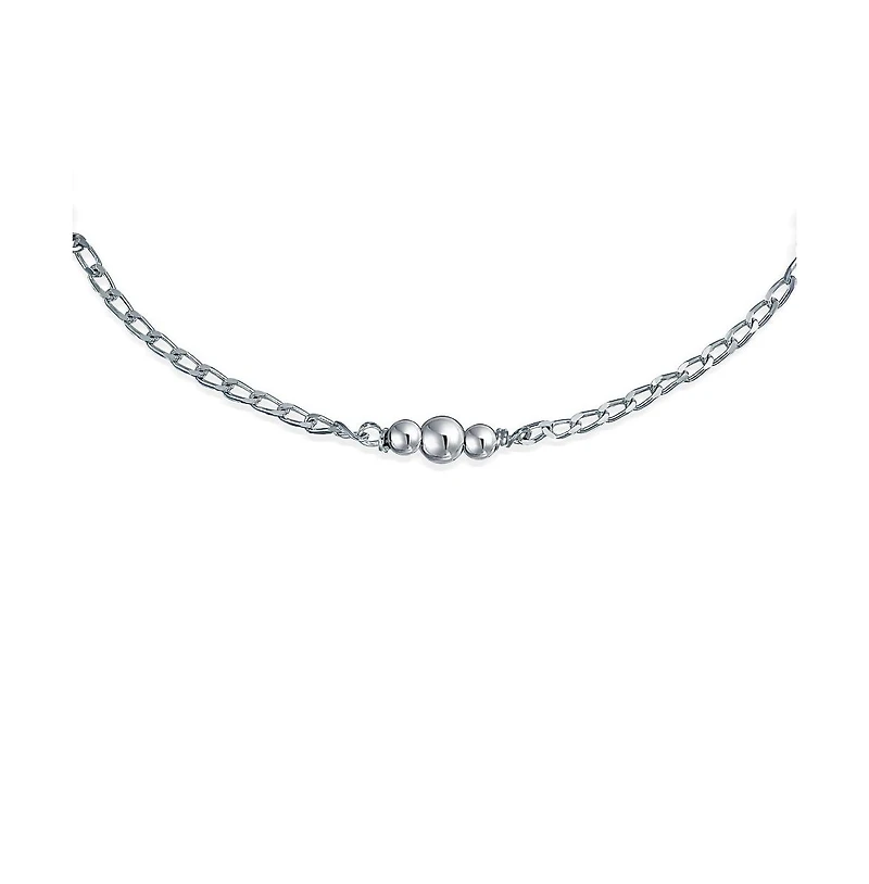 Bling Jewelry Round Ball Bead Station Chain Anklet Hot Wife Ankle Bracelet .925 Sterling Silver Adjustable 9 To 10 Inch With Extender