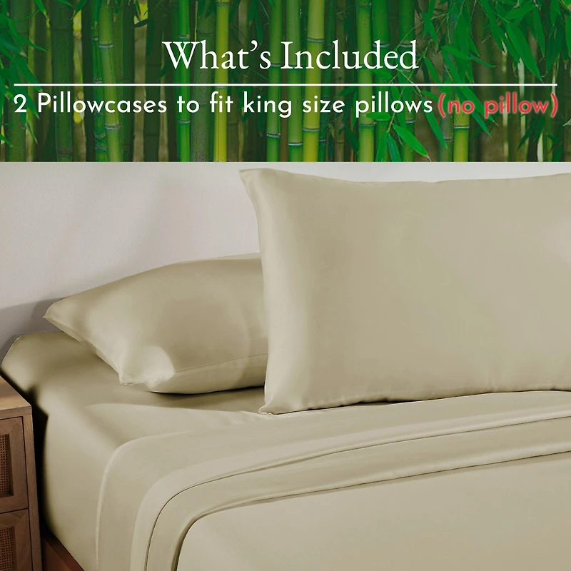Silky Soft 100% Rayon from Bamboo Pillowcases King Size, Set Of 2 For Smooth Hair & Skin, Fits Pillows by California Design Den