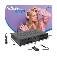 Pyle Bluetooth Home Audio Source Amplifier With Fm Radio, MP3/Usb/Sd/Aux Playback, 6-Channel, 600 Watt