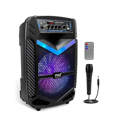 Pyle 10” Bluetooth Portable Pa Speaker With Rechargeable Battery, Party Lights & Microphone, 600 Watt