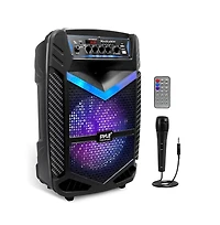 Pyle 10” Bluetooth Portable Pa Speaker With Rechargeable Battery, Party Lights & Microphone, 600 Watt