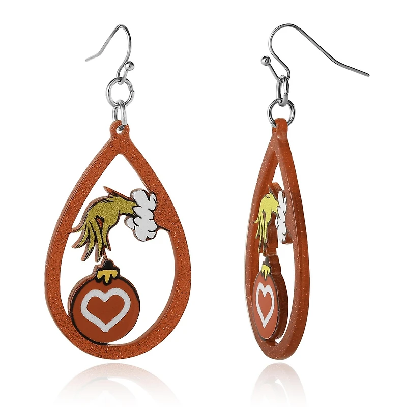 Dr. Seuss Dr Seuss Grinch Hand Heart Ornament Dangle Earrings