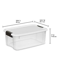 Sterilite 18 Qt Clear Plastic Stackable Storage Bin w/ White Latch Lid, 24 Pack
