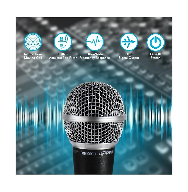 Pyle Professional Dynamic Microphone, Unidirectional Handheld Mic with On/Off Switch
